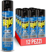 SET 12 RAID SPRAY INSETTICIDA MOSCHE E ZANZARE 400 ML