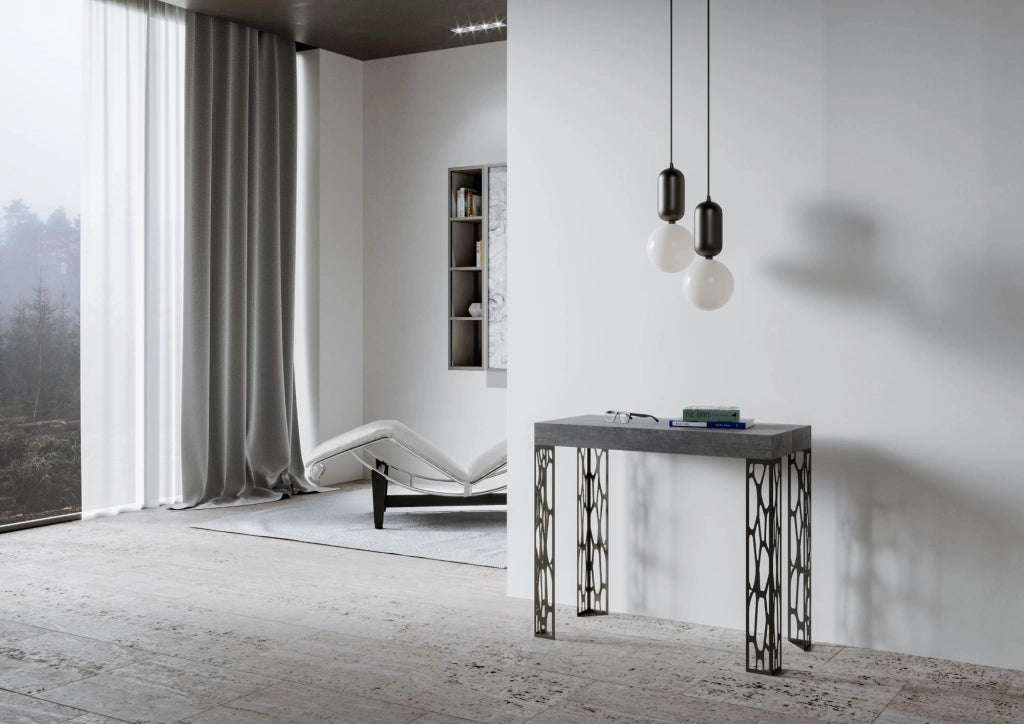 Consolle Allungabile 90-300x40x77 cm in Nobilitato Grigio