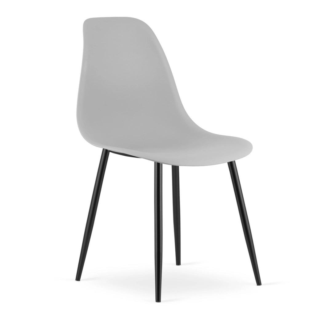 Sedia scandinava WAT grigia con gambe in metallo nero