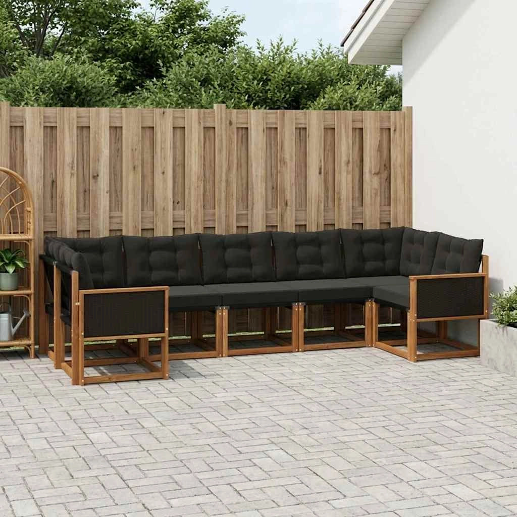 Set di divani da esterno 7 pz Naturale e Nero 3382184