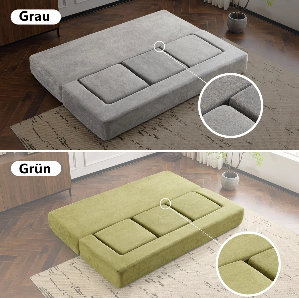 Divano letto modulare a pavimento in chenille grigio