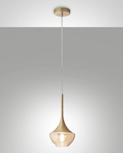 Lampada a Sospensione Apollo in Metallo e Vetro Soffiato Ottone - Design Moderno E27, Struttura Regolabile 2000mm, Ideale per Illuminazione Interni