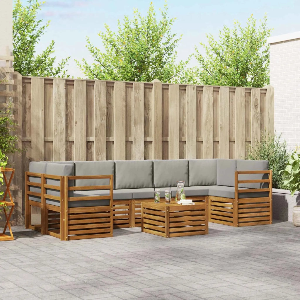 Set di divani da esterno 8 pcs Grigio Naturale e Chiaro