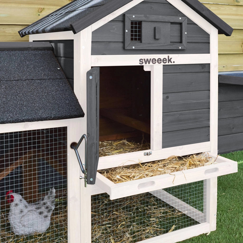 Pollaio in legno con recinto per 3 galline, antracite