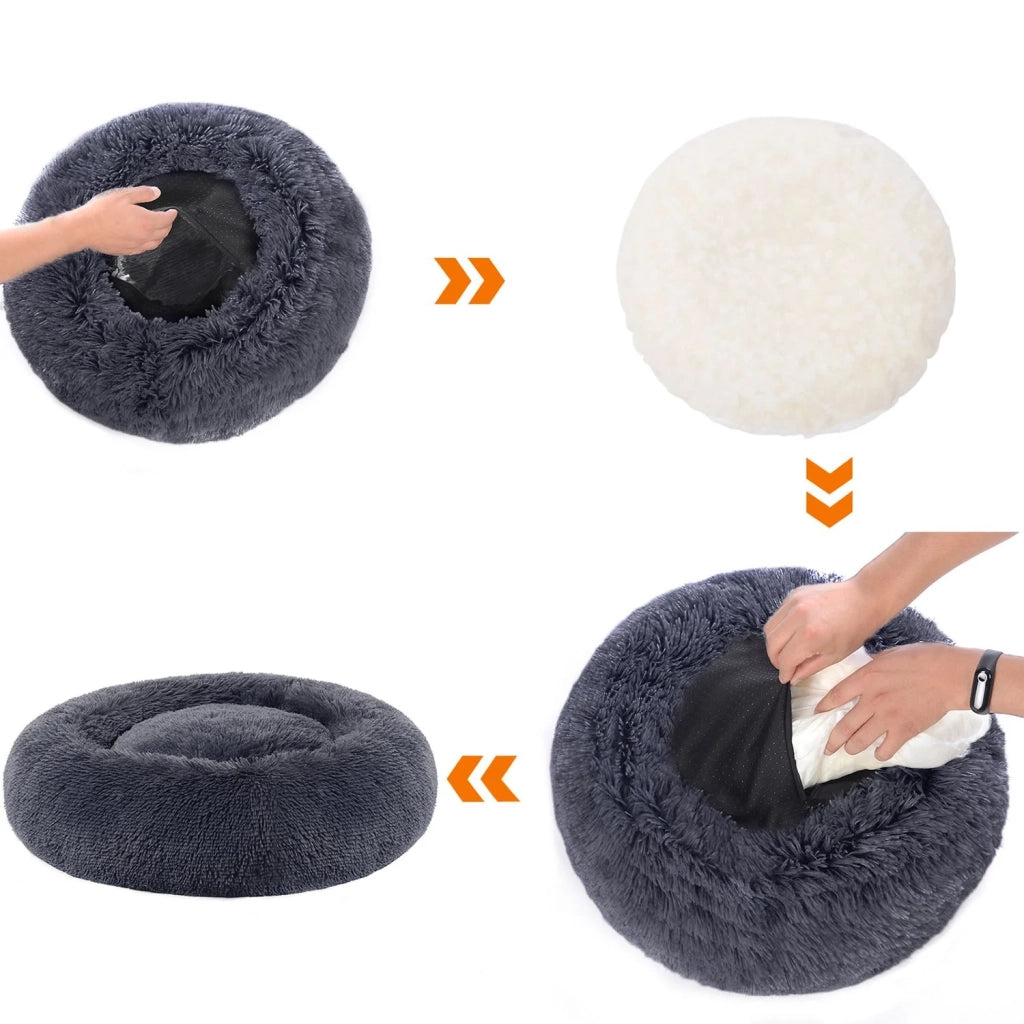 Cesta per cani/lettino per gatti morbido 80 cm grigio scuro 12_0001207