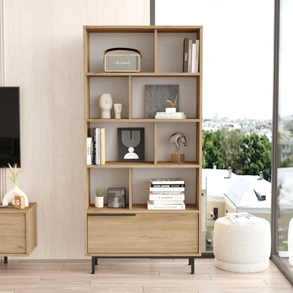 Libreria in legno "Calvin" 83,9 x 29,5 x 175,6 cm - Noce