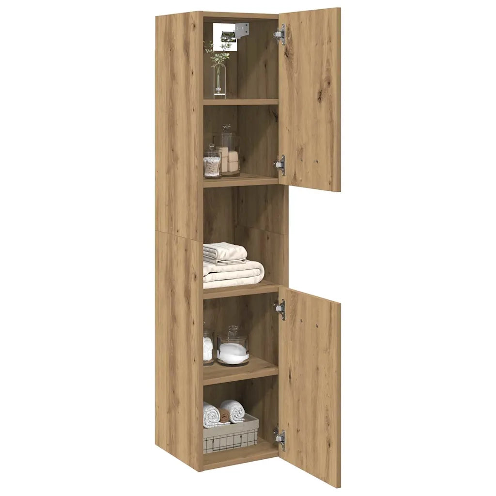 vidaXL Mobile Pensile Bagno Rovere Artigianale 30x30x130cm Truciolato