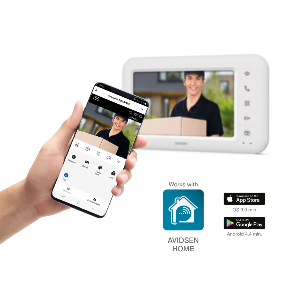 Videocitofono a 2 fili WIFI Monofamiliare - Schermo 7'' a colori con visione notturna - Elia smart