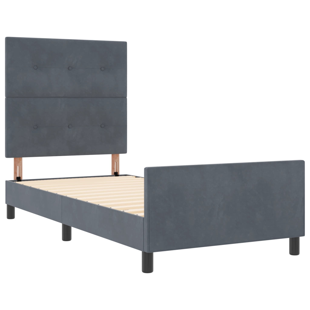 Letto  Grigio Scuro, 100x200 cm, Realizzato in Velluto