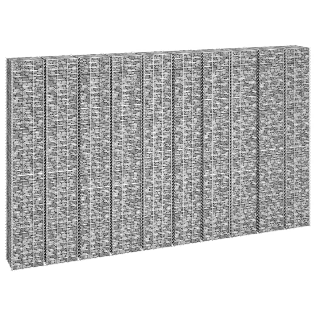 Gabbioni per aiuole rialzate set da 4 30 x 30 x 50/100/150/200 cm ferro argento 02_0039948