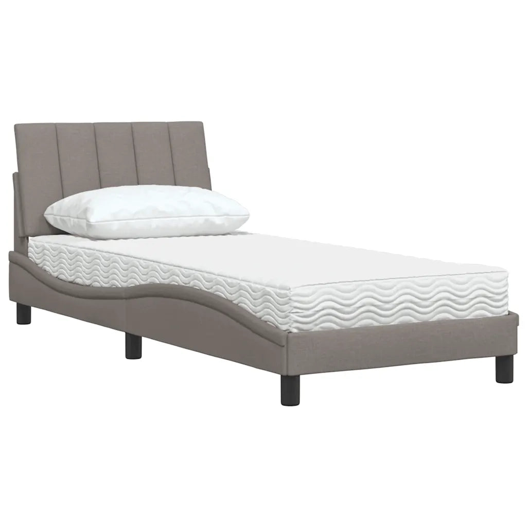 Letto con Materasso Hanko Tortora 90x190 cm in Tessuto 3310500
