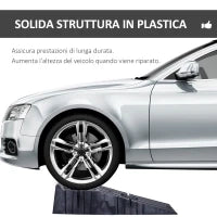 DURHAND Set 2 Rampe per Auto in Plastica con Carico Massimo 5 Tonnellate, 91x30x21 cm, Nero