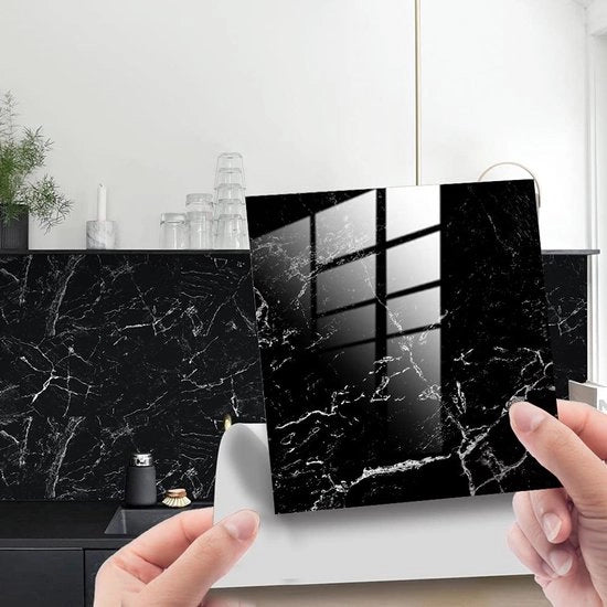 Stickers per tegel in marmo 10 x 10 cm, 20 pezzi, adesivi per parete PVC, pellicola per pavimento, rivestimento autoadesivo impermeabile per cucina, armadi, mobili, tavolo.
