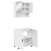 Set di mobili per il Bagno | Armadio da bagno con porta 2 pz Bianco Lucido