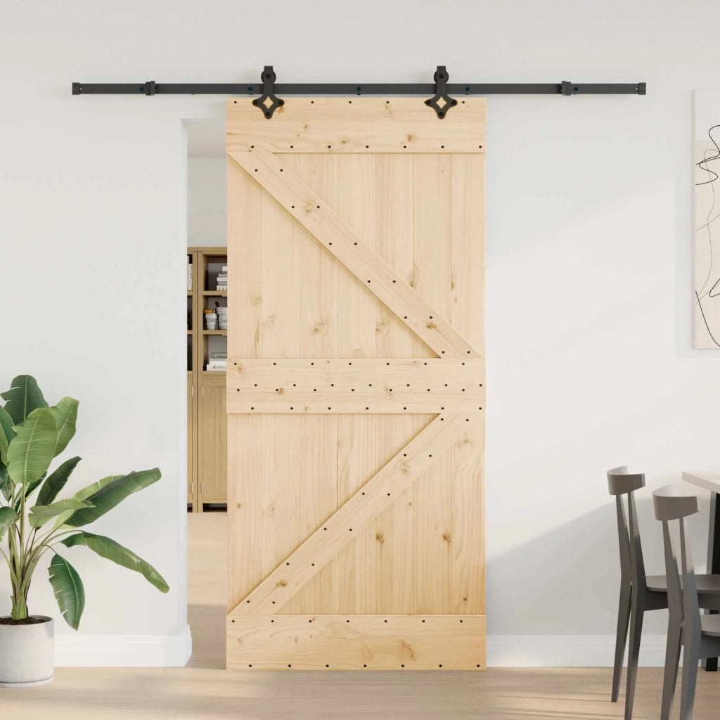 Porta scorrevole NARVIK Naturale e Nero 95 x 210 cm (213,5 cm) 3445235
