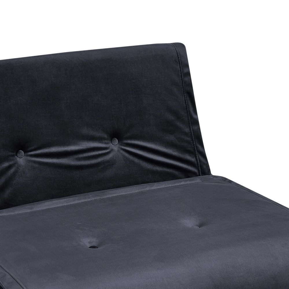 Divano Letto a 2 posti in velluto nero con gambe in metallo senza braccioli 2 cuscini gambe metallo glamour