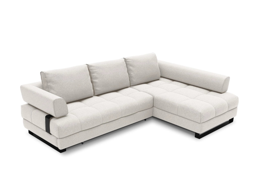 Cosmopolitan Design - Divano convertibile angolare destro con box "Clinton" 5 posti tessuto strutturato grigio chiaro 