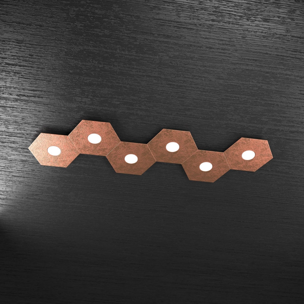 HEXAGON APPLIQUE-PLAFONIERA 6 LUCI FOGLIA RAME 1142-6L-FR