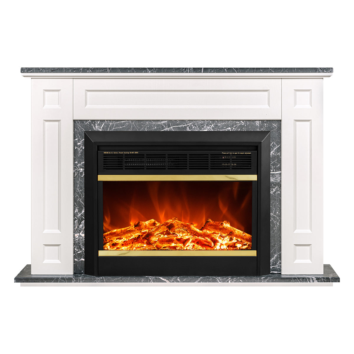 Camino Elettrico da Pavimento 78x115x27 cm Effetto Fiamma 1500W Firida & Mars