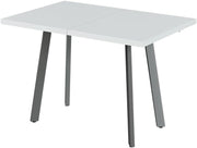 tavolo da pranzo allungabile Tisko, Bianco/Grigio, 160 x 80 cm con piano d'appoggio allungabile, estendibile fino a 160 cm con prolunga integrata