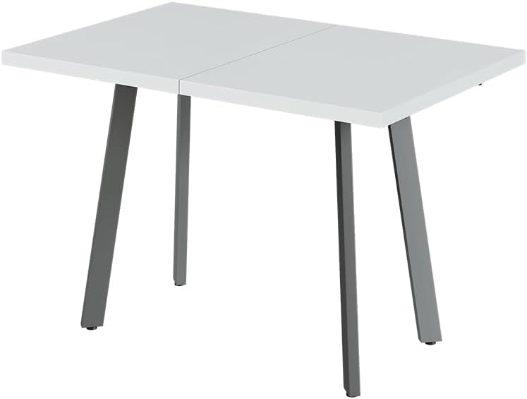 tavolo da pranzo allungabile Tisko, Bianco/Grigio, 160 x 80 cm con piano d'appoggio allungabile, estendibile fino a 160 cm con prolunga integrata