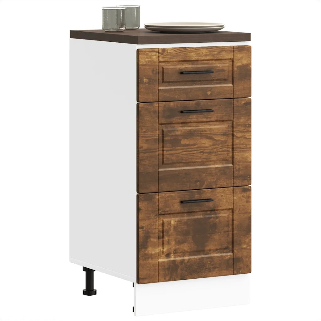 Pensile da cucina | Base da Cucina Porto Rovere Fumo in Legno Multistrato