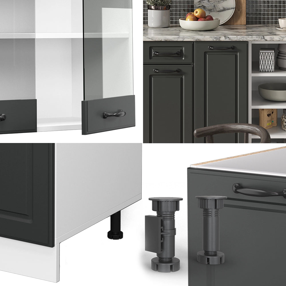Cucina componibile R-Line Antracite rustico/Bianco 240 cm senza piano di lavoro Vicco