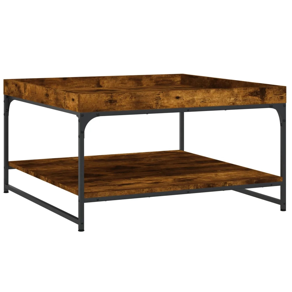Tavolino da salotto | Tavolino da caff¨¨ | Tavolino da Soggiorno Rovere Fumo 80x80x45 cm in Legno Multistrato e Ferro