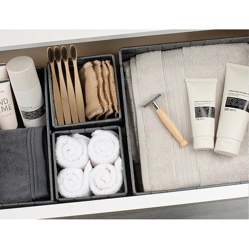Trade Shop - Set 4pz Contenitori Grigio Scuro Scatola In Tessuto Organizer Portaoggetti 79145 -