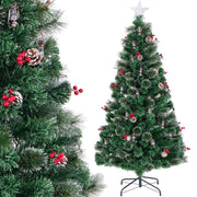 Albero di Natale 180cm con 8 modalit¨¤ di illuminazione luci led fibre ottiche, Albero natalizio artificiale ago di pino-Alberi di Natale