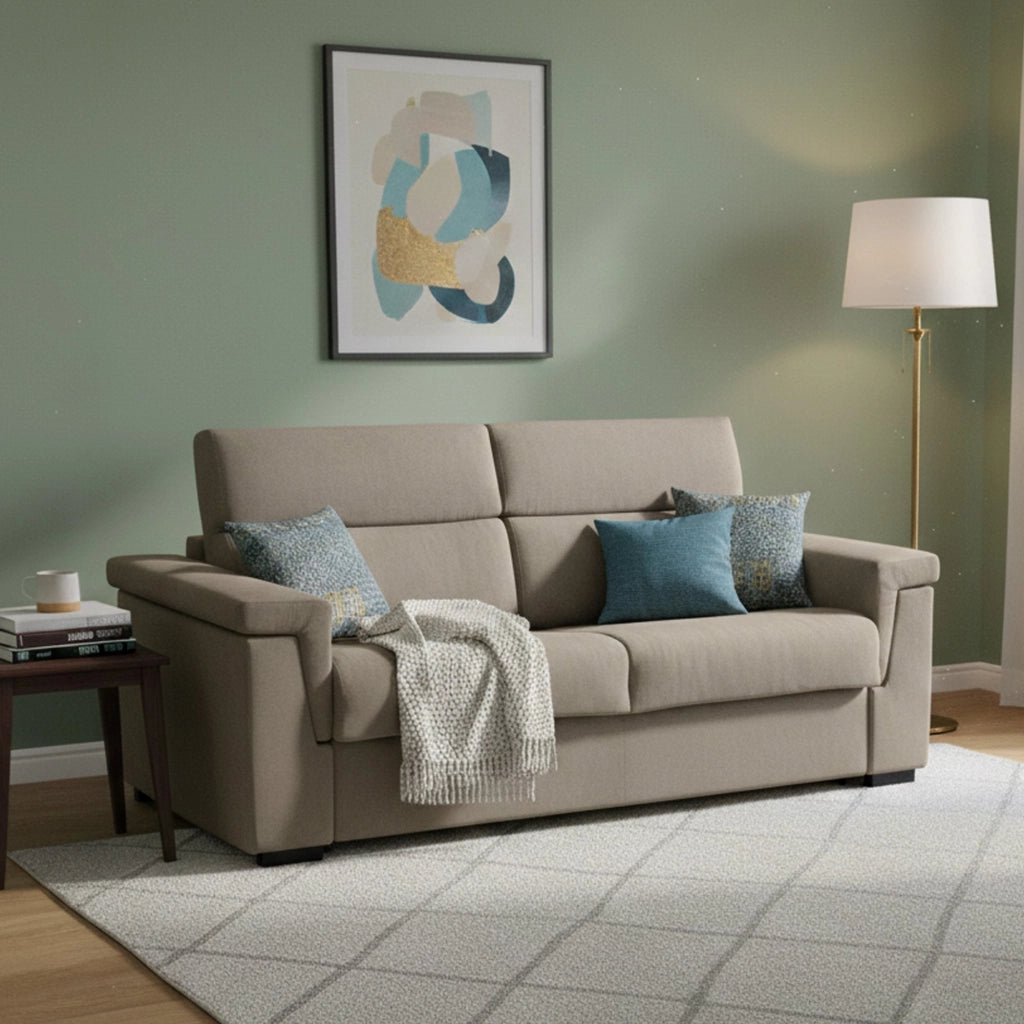 Nus, Divano Letto 3 Posti Sfoderabile Made in Italy, 225x95 cm Grigio Tortora