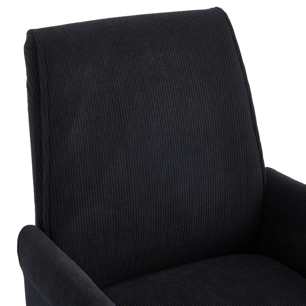 Sedia da ufficio girevole ergonomica con supporto lombare e braccioli, base in metallo dorato, in velluto a coste nero