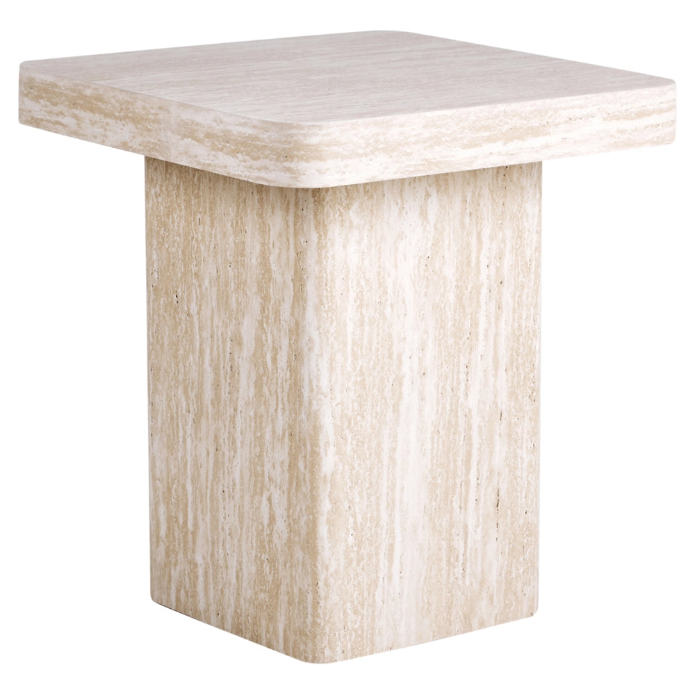 Tavolino Beige Piano in MDF Impiallacciato Base in pietra 50 x 50 cm Design moderno Soggiorno