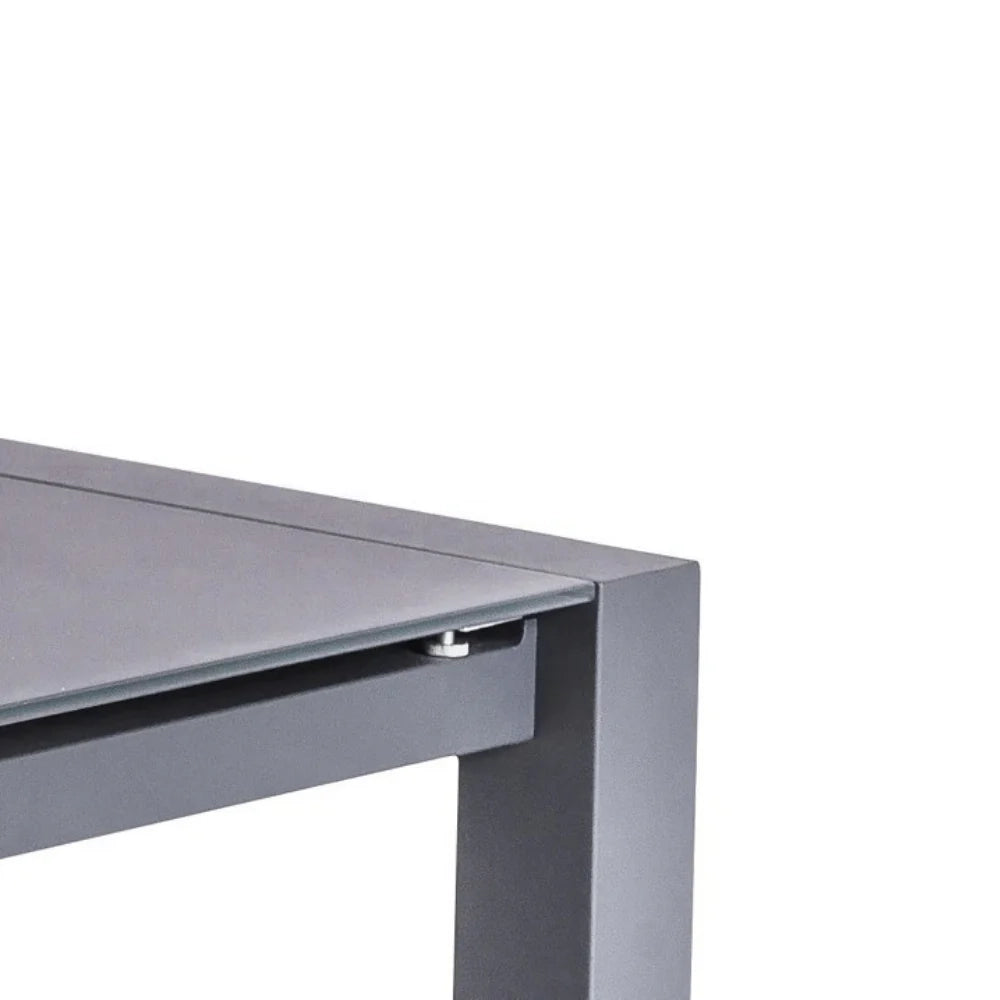 Tavolo da pranzo allungabile in vetro temperato grigio Linden 122-182x80 cm fino a 12 posti | Duzzle