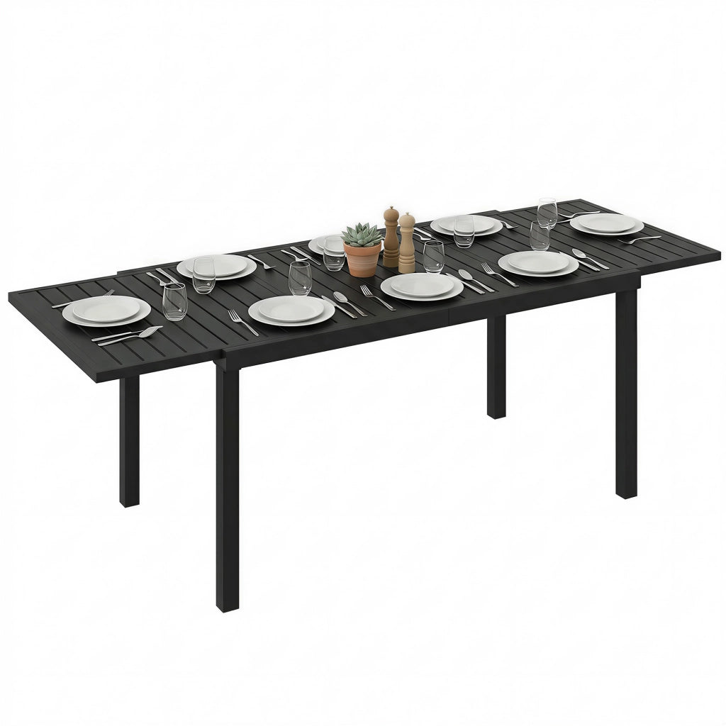 Tavolo da pranzo allungabile per esterno ¨C zephmum ¨C alluminio nero con piano a doghe