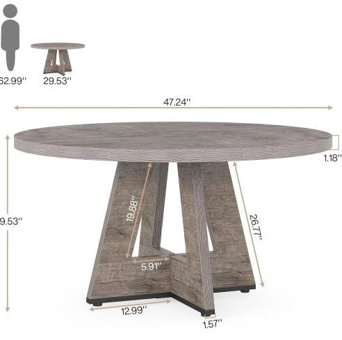 Tavolo da pranzo rotondo 120 cm in legno ingegnerizzato; grigio