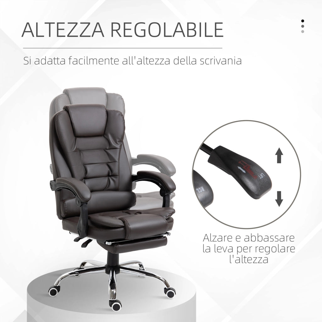 Poltrona da Ufficio Reclinabile con Poggiapiedi ¨C Xylo ¨C Marrone Caff¨¨ 64.5x69x109-117 cm