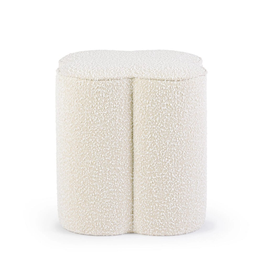 Pouf Sagomato in Tessuto Bouclé Effetto Naturale - WALKER