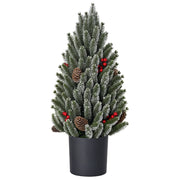 Albero di Natale 50 cm con pigne e bacche rosse ¨C zephmum ¨C vaso incluso