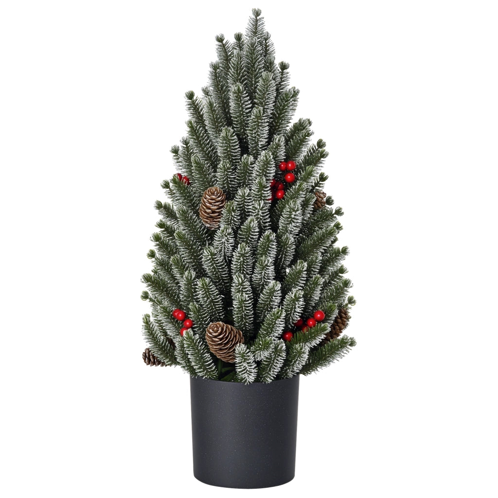 Albero di Natale 50 cm con pigne e bacche rosse ¨C zephmum ¨C vaso incluso