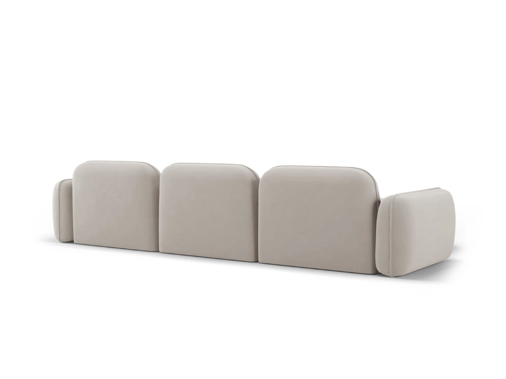 Cosmopolitan Design - Divano angolare modulare sinistro "Sydney" 4 posti in velluto beige chiaro 