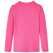Maglietta da Bambina a Maniche Lunghe a Costine Fucsia 92 13839