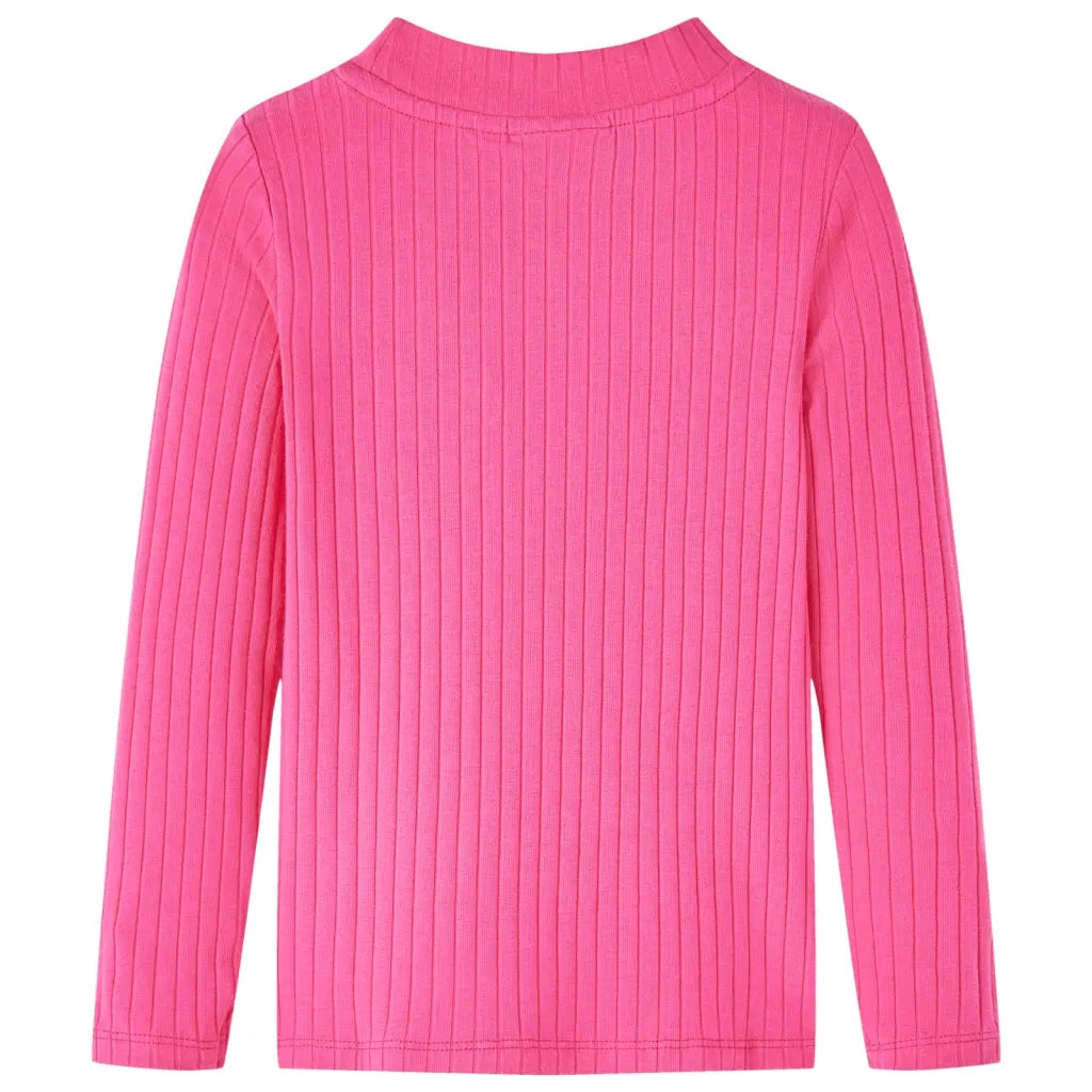 Maglietta da Bambina a Maniche Lunghe a Costine Fucsia 92 13839