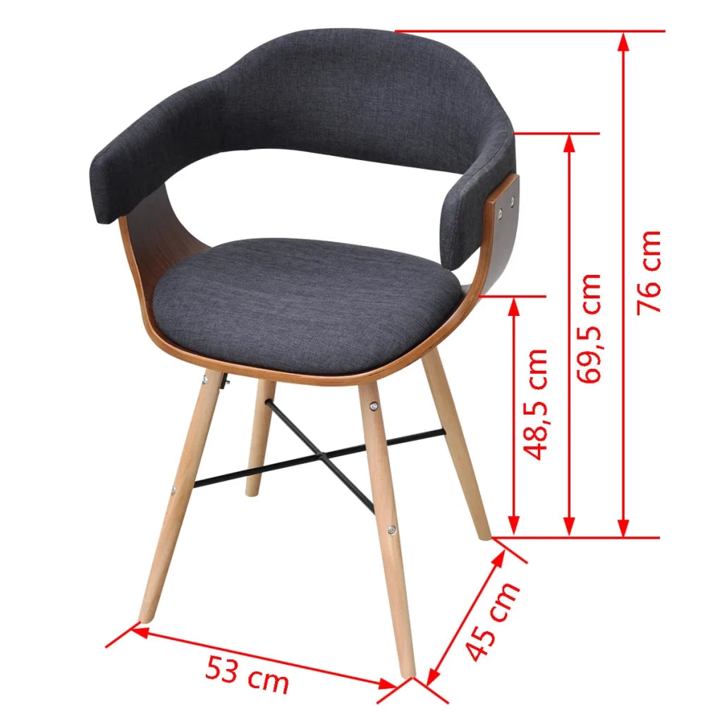 Sedie da Pranzo 2 pz Grigio Scuro in Legno Piegato e Tessuto 241687