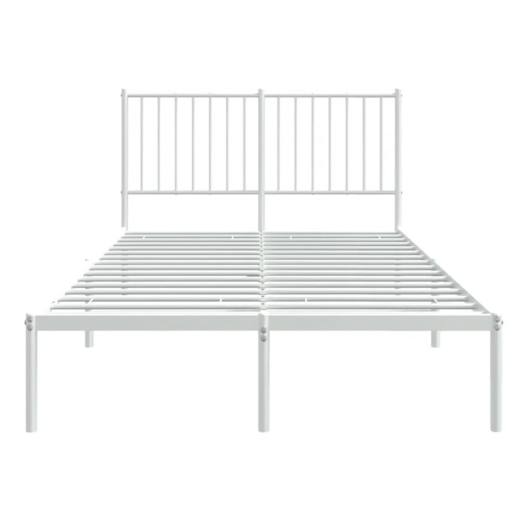 Letto matrimoniale | Letto per adulti | Giroletto con Testiera in Metallo Bianco 120x200 cm