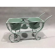 C FIORIERA 2 POSTI C/RU 48X19X31CM VERDE SAL EPOQUE- 2,0 pz