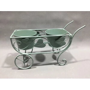 C FIORIERA 2 POSTI C/RU 48X19X31CM VERDE SAL EPOQUE- 2,0 pz