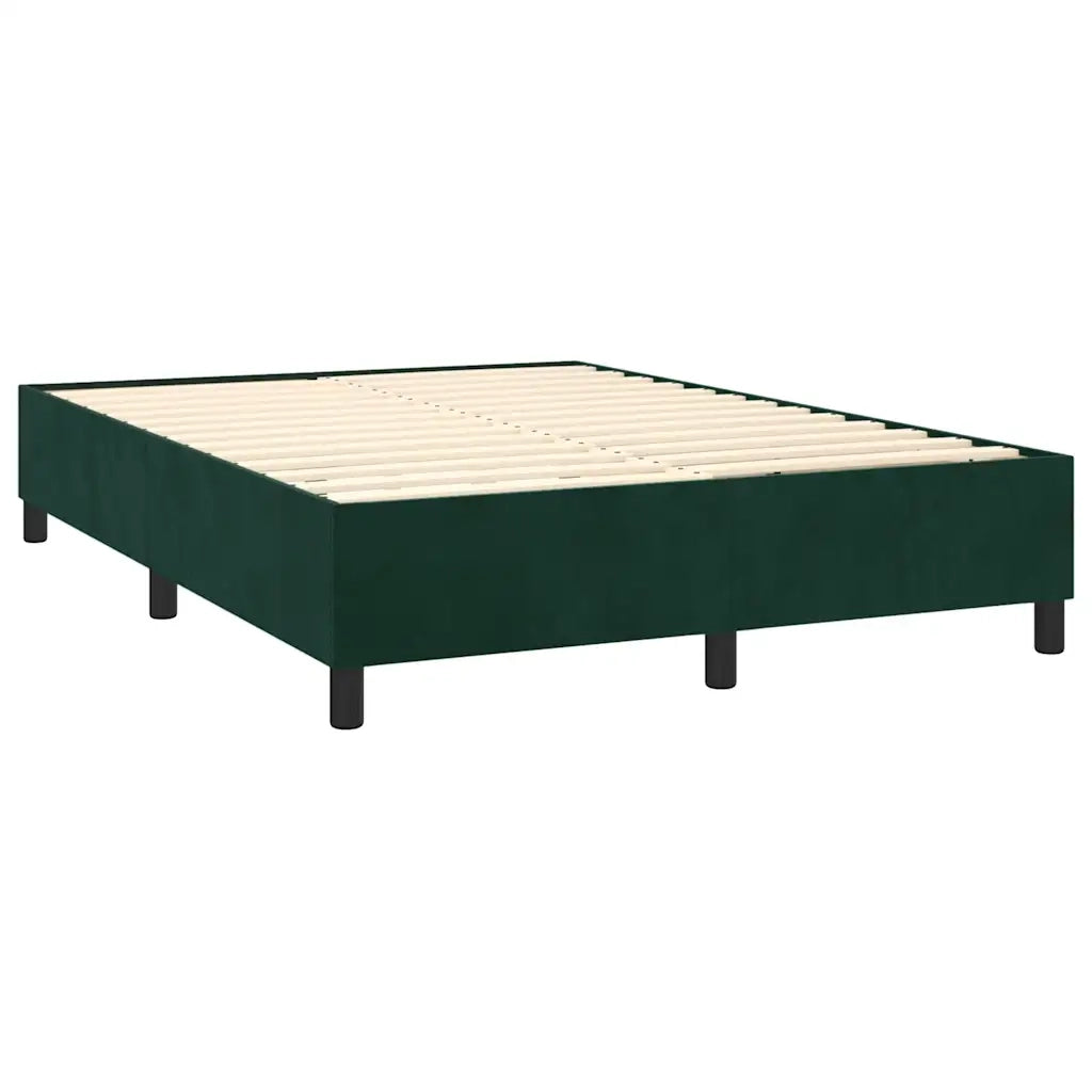 Letto a Molle con Materasso e LED Verde Scuro 140x200cm Velluto 3139688