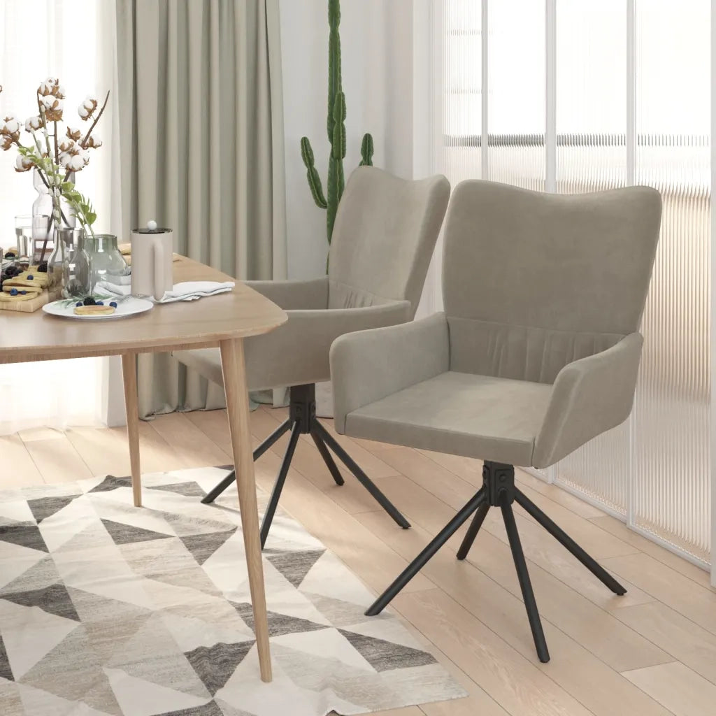 Sedie da Pranzo Girevoli 2 pz Grigio Chiaro in Velluto cod mxl 10126