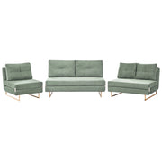 Set da salotto in tessuto verde chiaro 3 posti 2 posti e 1 posto a sedere per 6 persone Funzione letto pieghevole